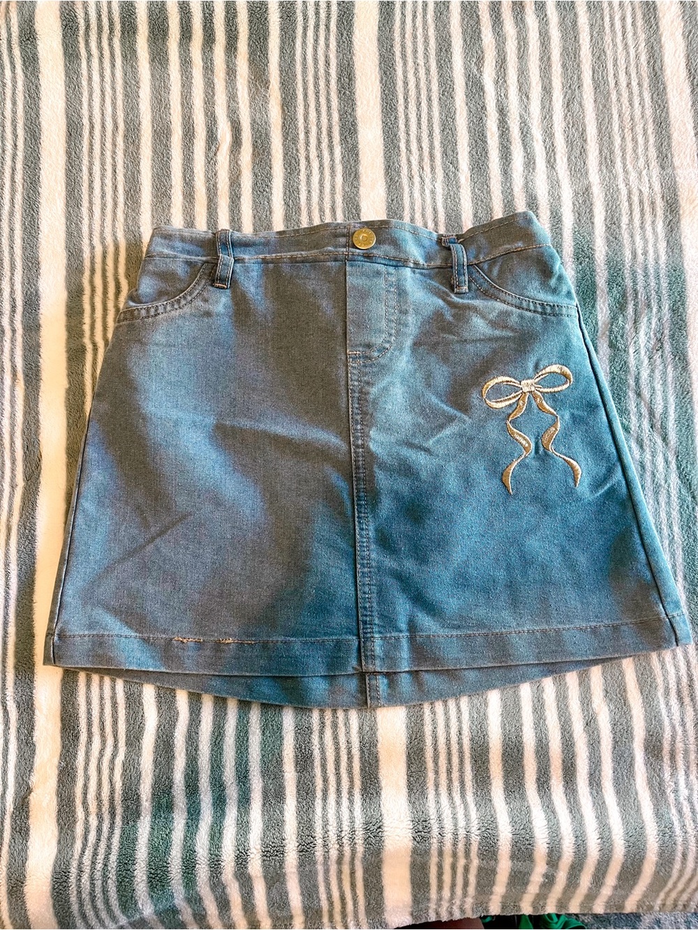 Girl’s Denim Skort with Bow Embroidery